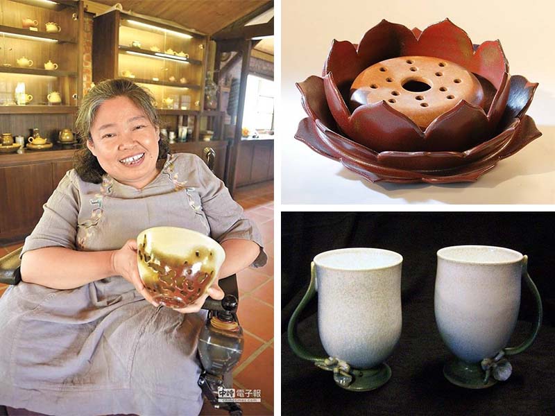 【 台灣工藝之家 】優良陶藝工藝師 -- 周美智】Taiwan ceramic plant art tea cup